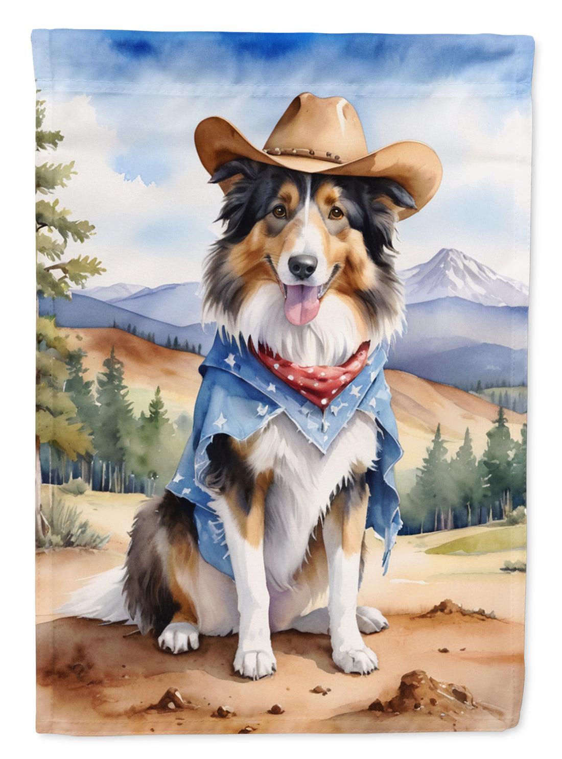 Buy this Collie Cowboy Welcome House Flag