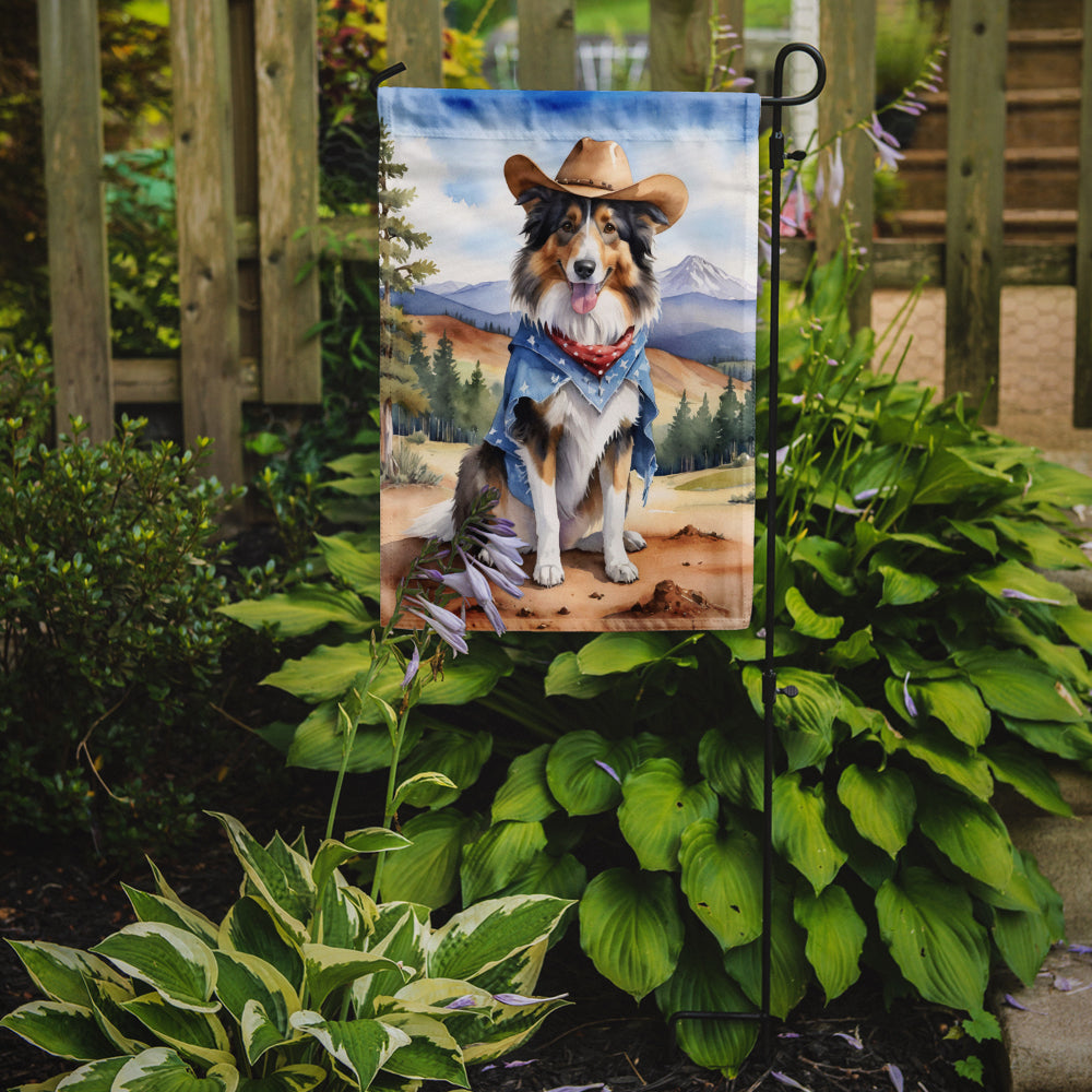 Collie Cowboy Welcome Garden Flag