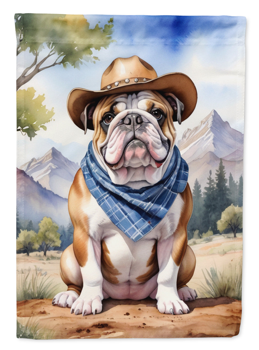 Buy this English Bulldog Cowboy Welcome House Flag