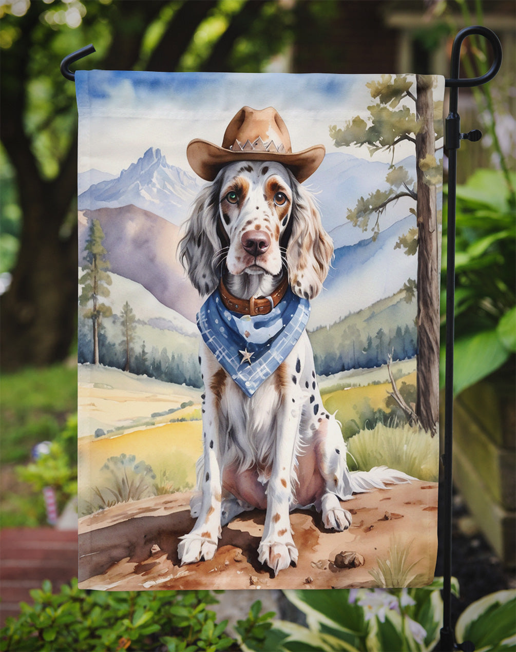 English Setter Cowboy Welcome Garden Flag