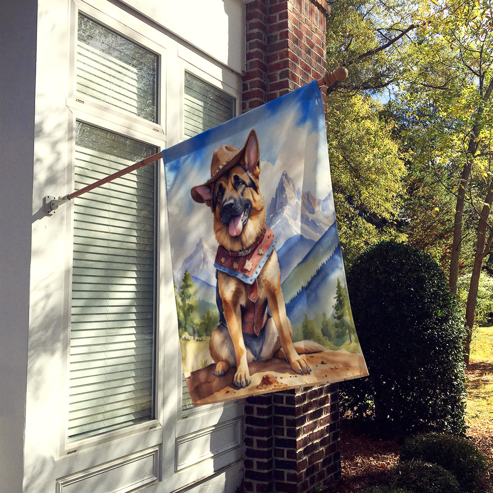 German Shepherd Cowboy Welcome House Flag