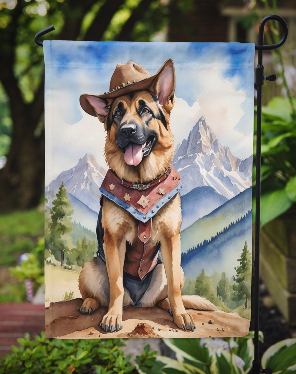 German Shepherd Cowboy Welcome Garden Flag