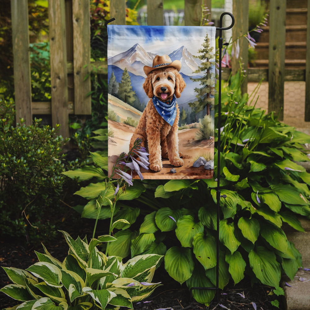 Goldendoodle Cowboy Welcome Garden Flag