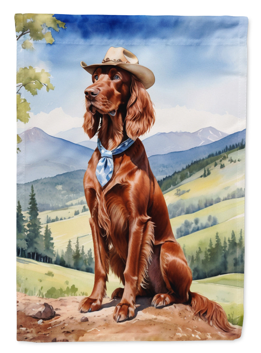 Buy this Irish Setter Cowboy Welcome Garden Flag