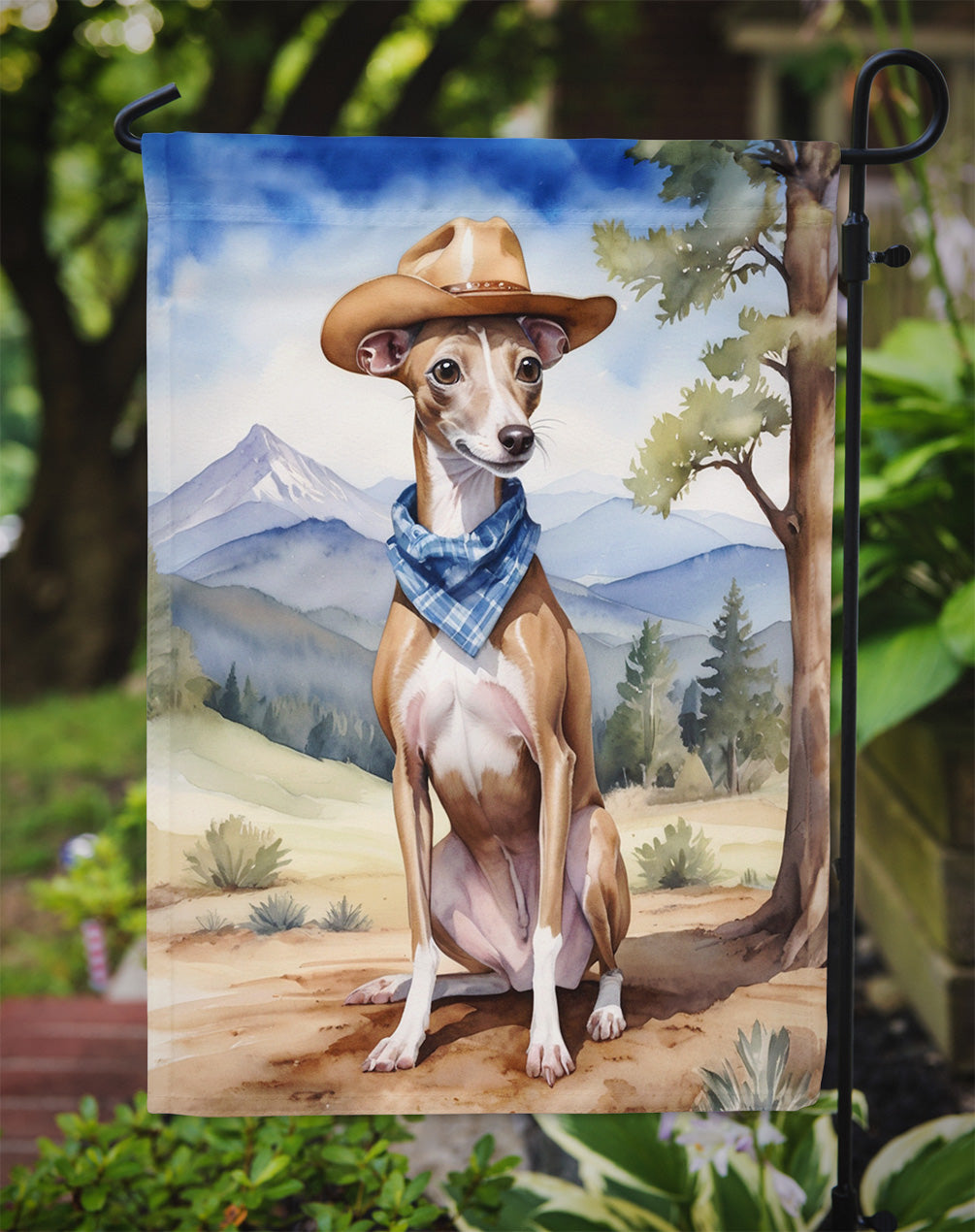 Italian Greyhound Cowboy Welcome Garden Flag