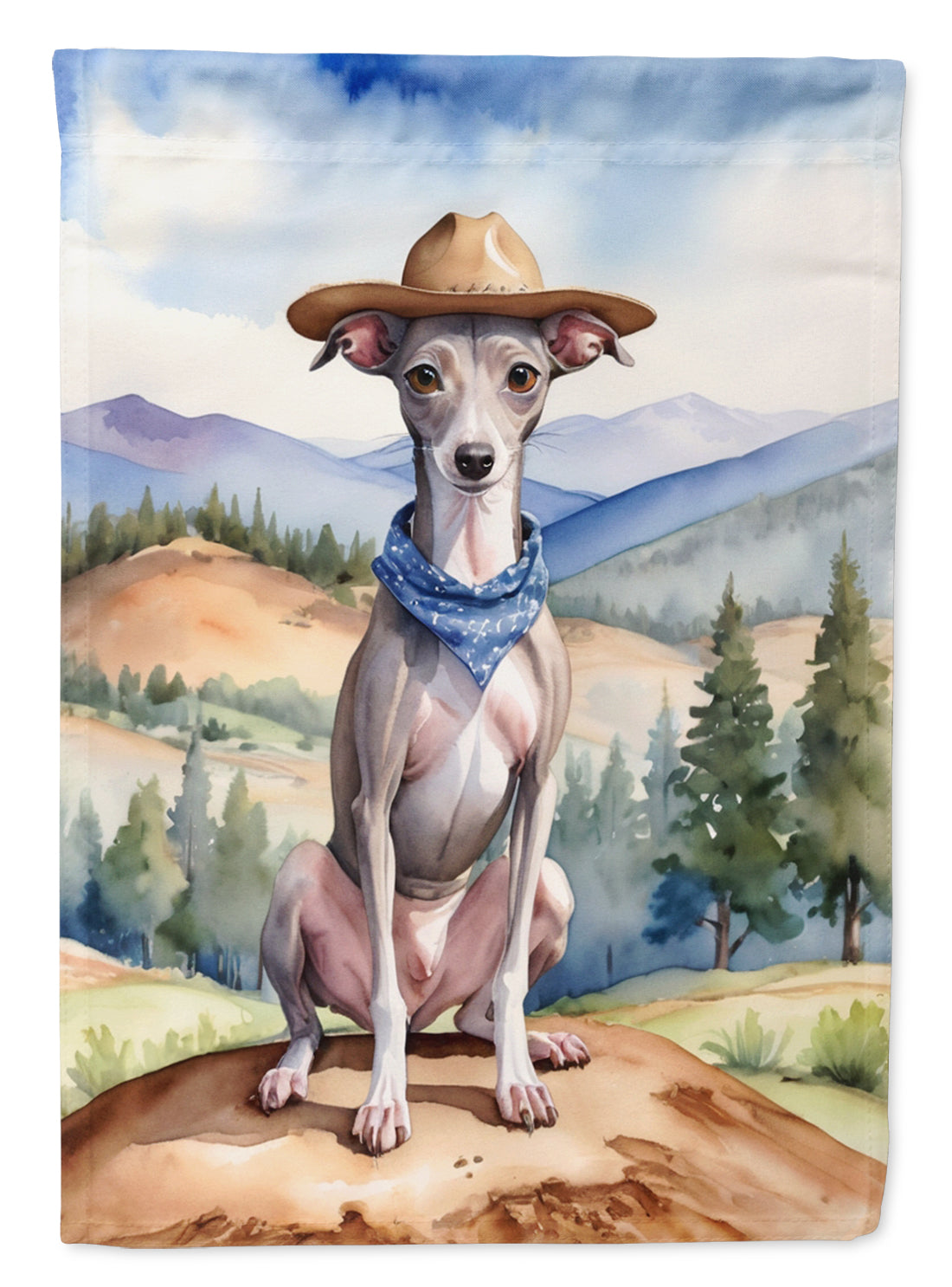 Buy this Italian Greyhound Cowboy Welcome Garden Flag