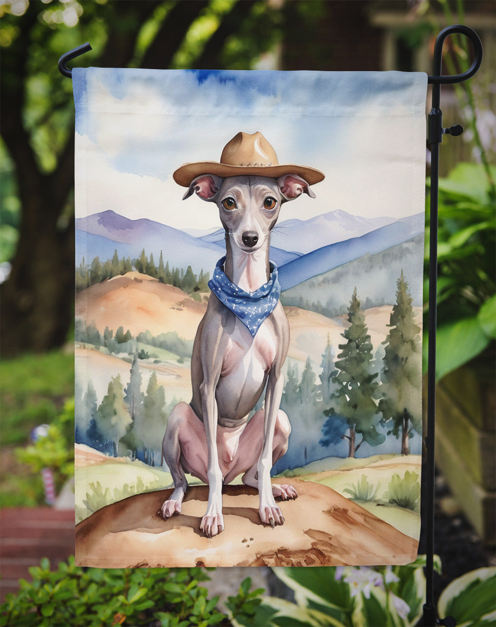 Italian Greyhound Cowboy Welcome Garden Flag