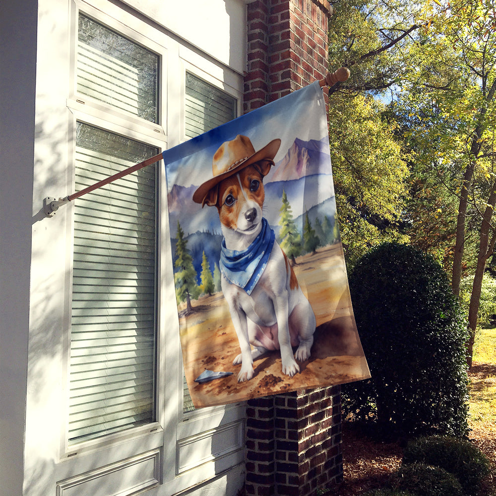 Jack Russell Terrier Cowboy Welcome House Flag