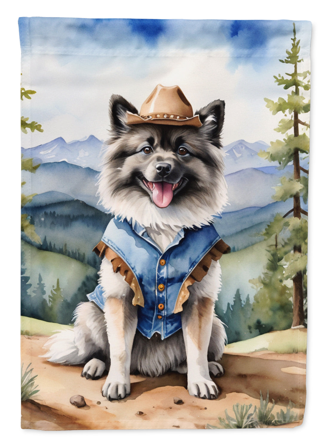 Buy this Keeshond Cowboy Welcome House Flag