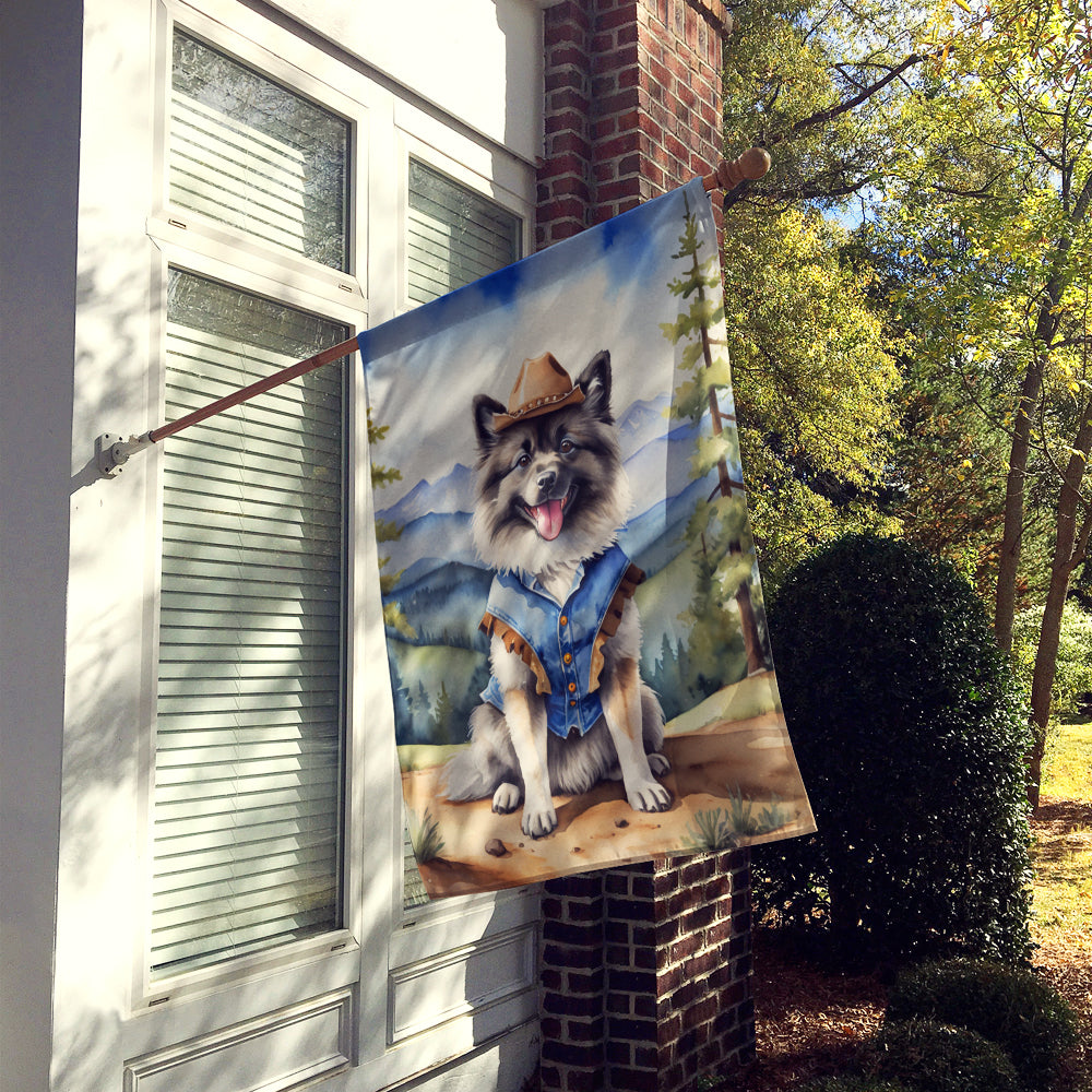 Keeshond Cowboy Welcome House Flag