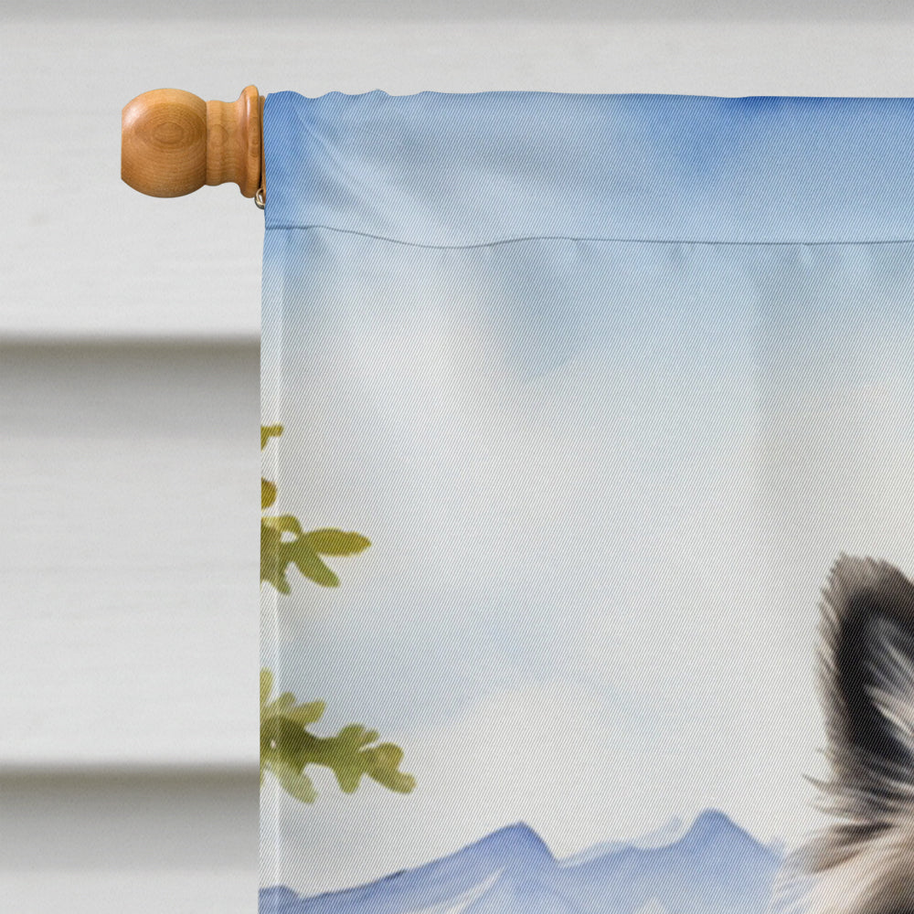 Keeshond Cowboy Welcome House Flag