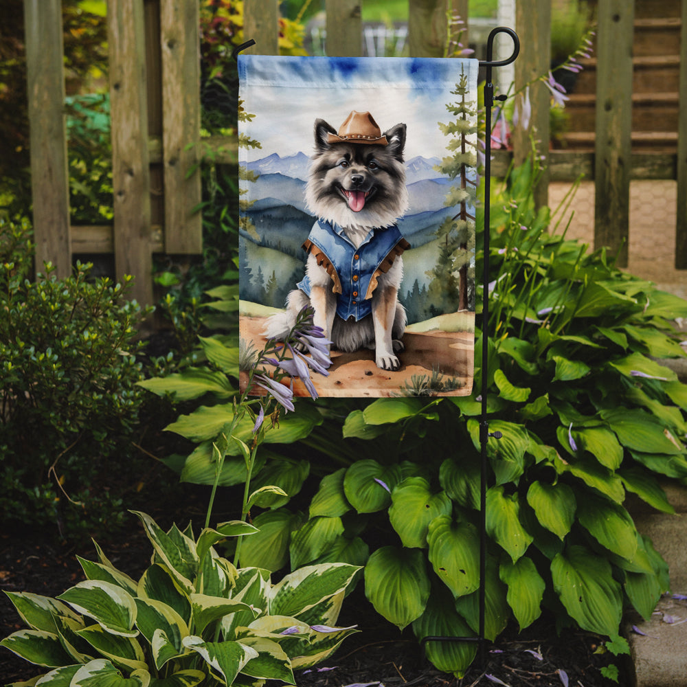 Keeshond Cowboy Welcome Garden Flag