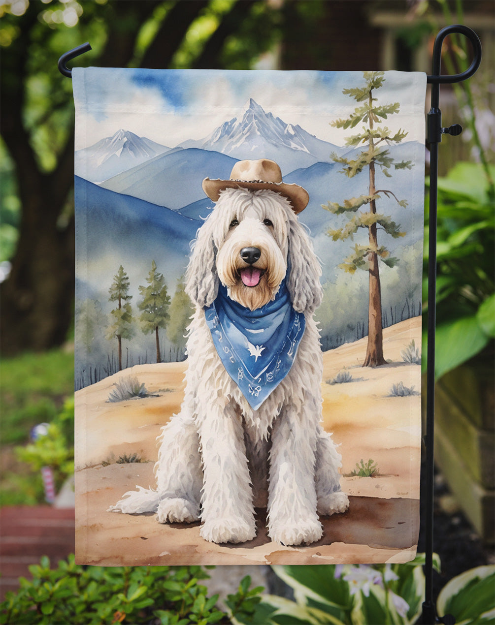 Komondor Cowboy Welcome Garden Flag