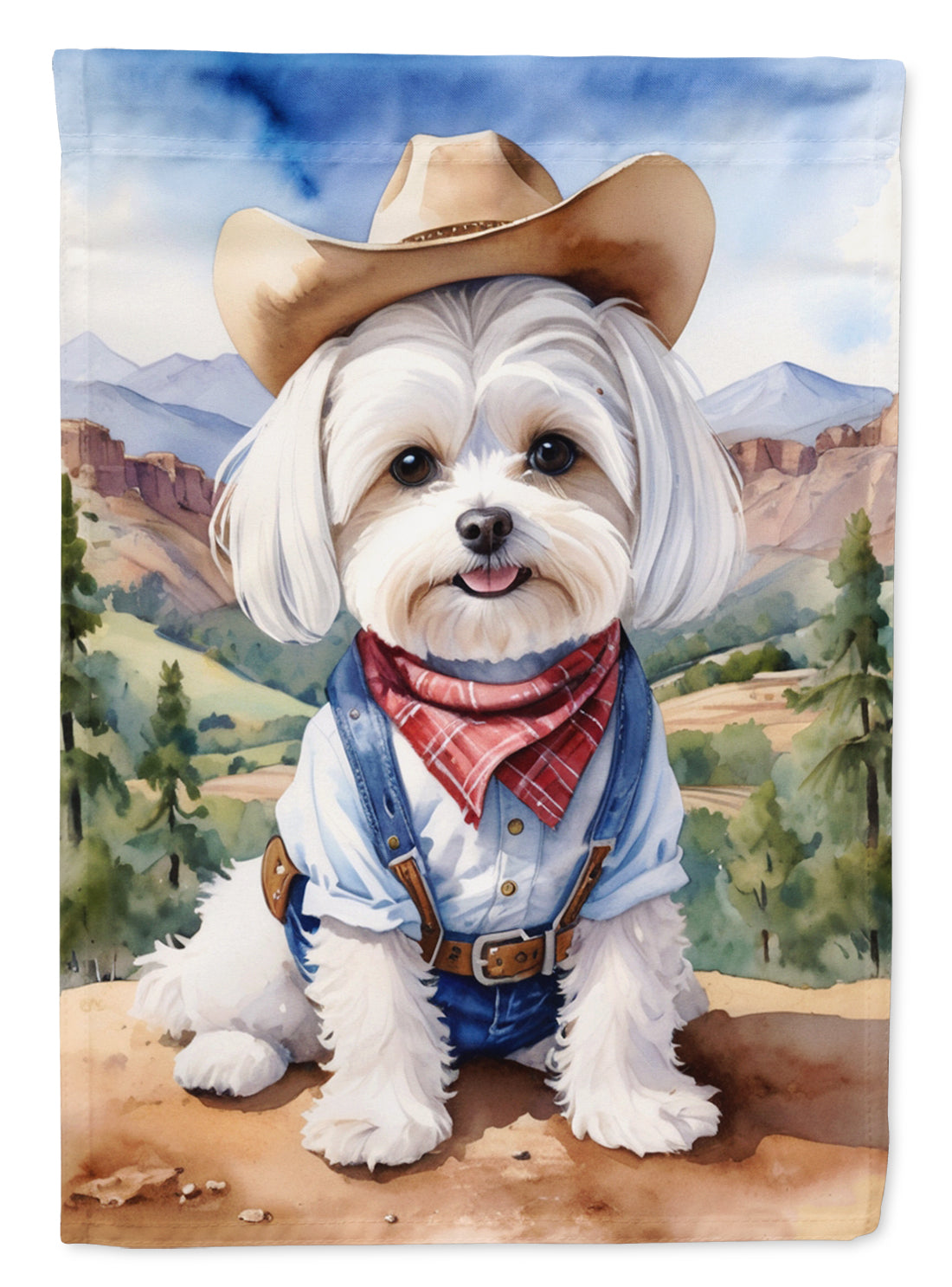 Buy this Maltese Cowboy Welcome Garden Flag