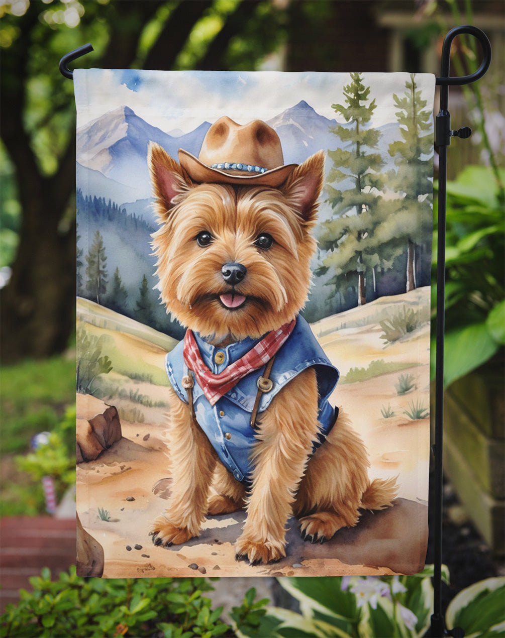 Norwich Terrier Cowboy Welcome Garden Flag