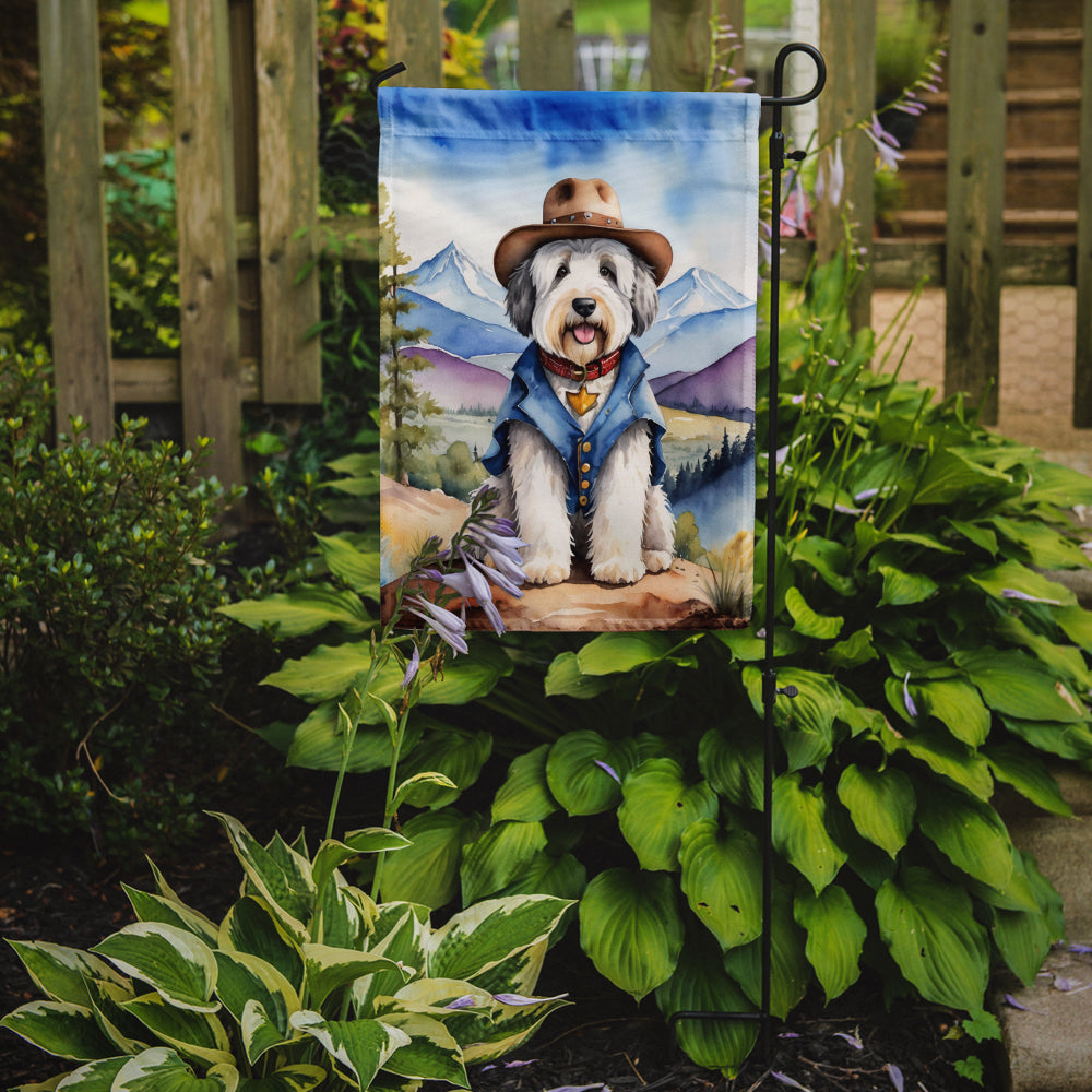 Old English Sheepdog Cowboy Welcome Garden Flag