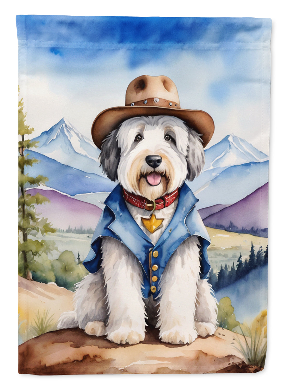 Buy this Old English Sheepdog Cowboy Welcome Garden Flag