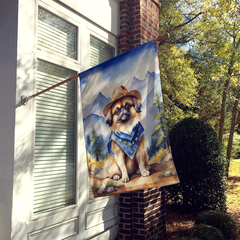 Pekingese Cowboy Welcome House Flag