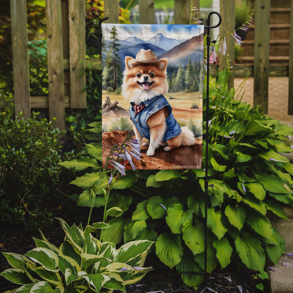 Buy this Pomeranian Cowboy Welcome Garden Flag