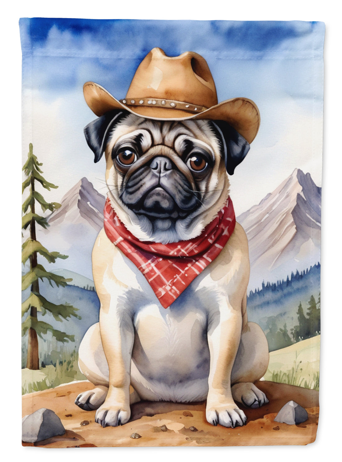 Buy this Pug Cowboy Welcome House Flag