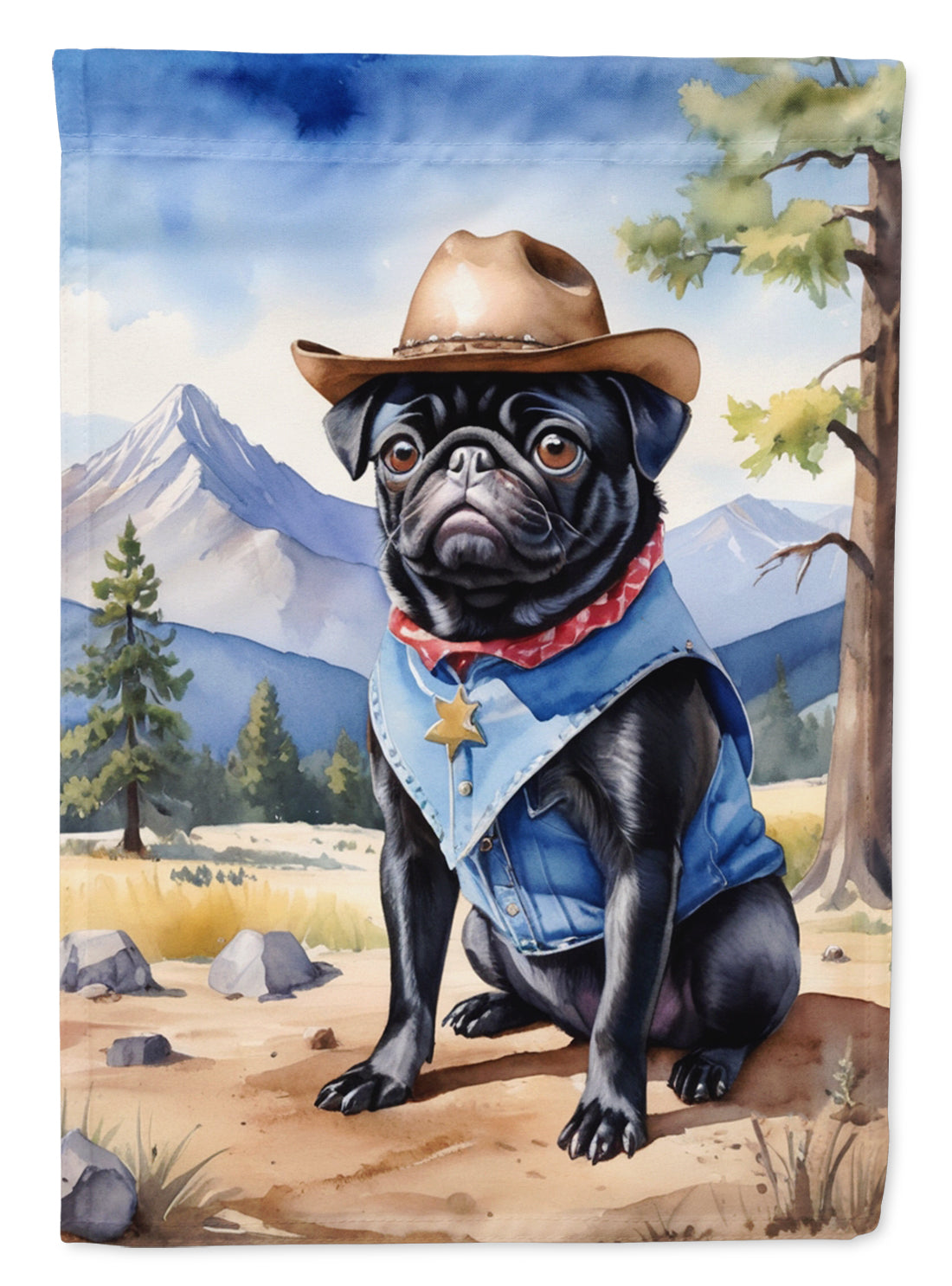 Buy this Pug Cowboy Welcome House Flag