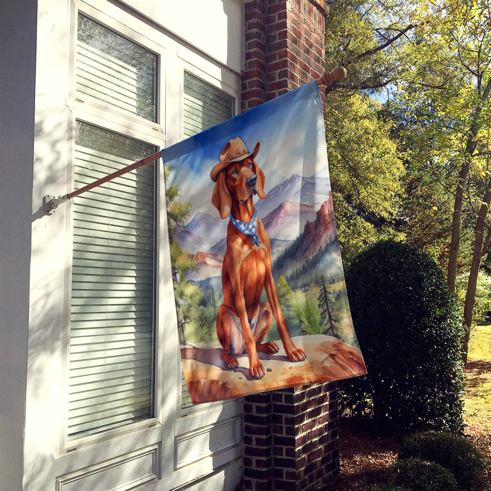 Redbone Coonhound Cowboy Welcome House Flag