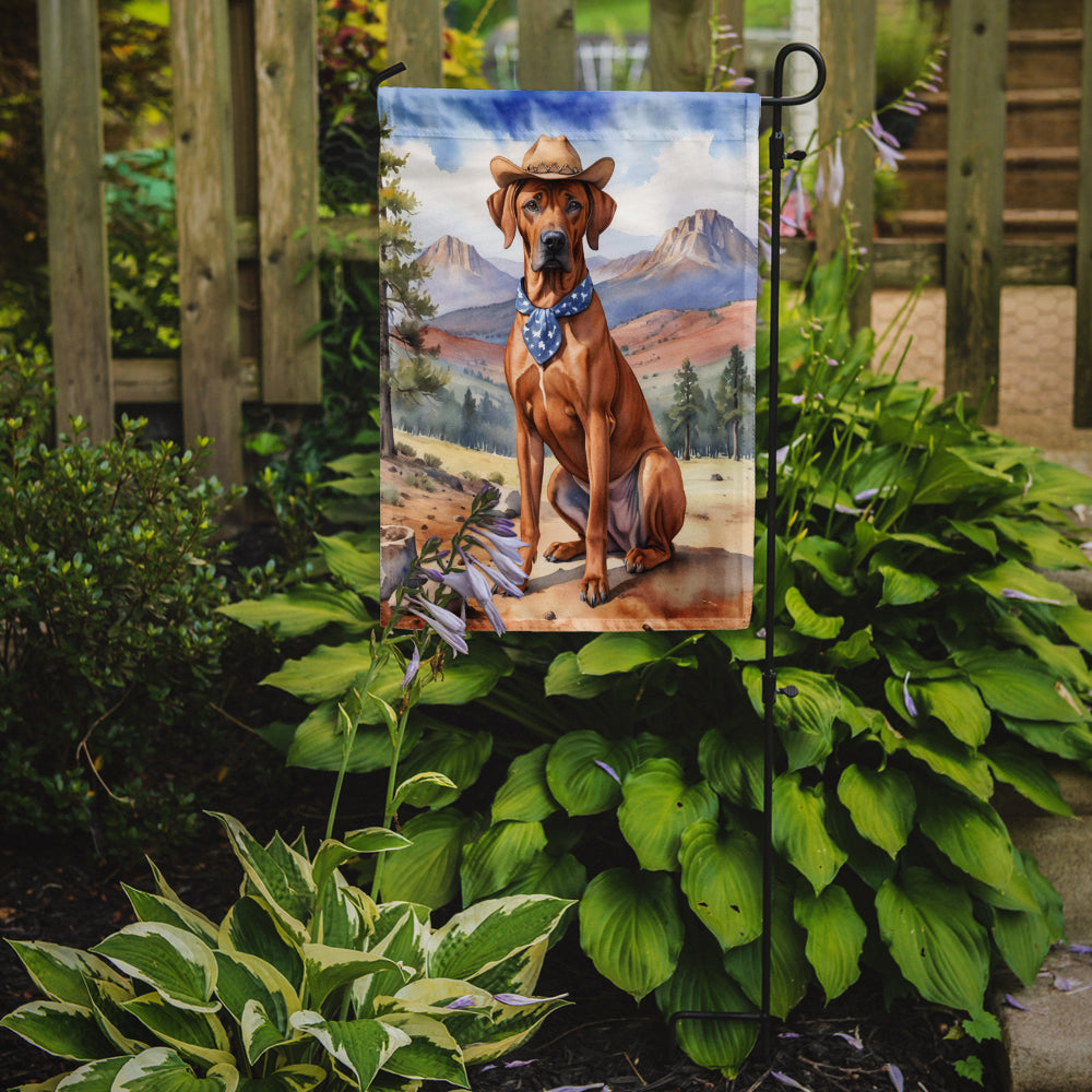 Rhodesian Ridgeback Cowboy Welcome Garden Flag