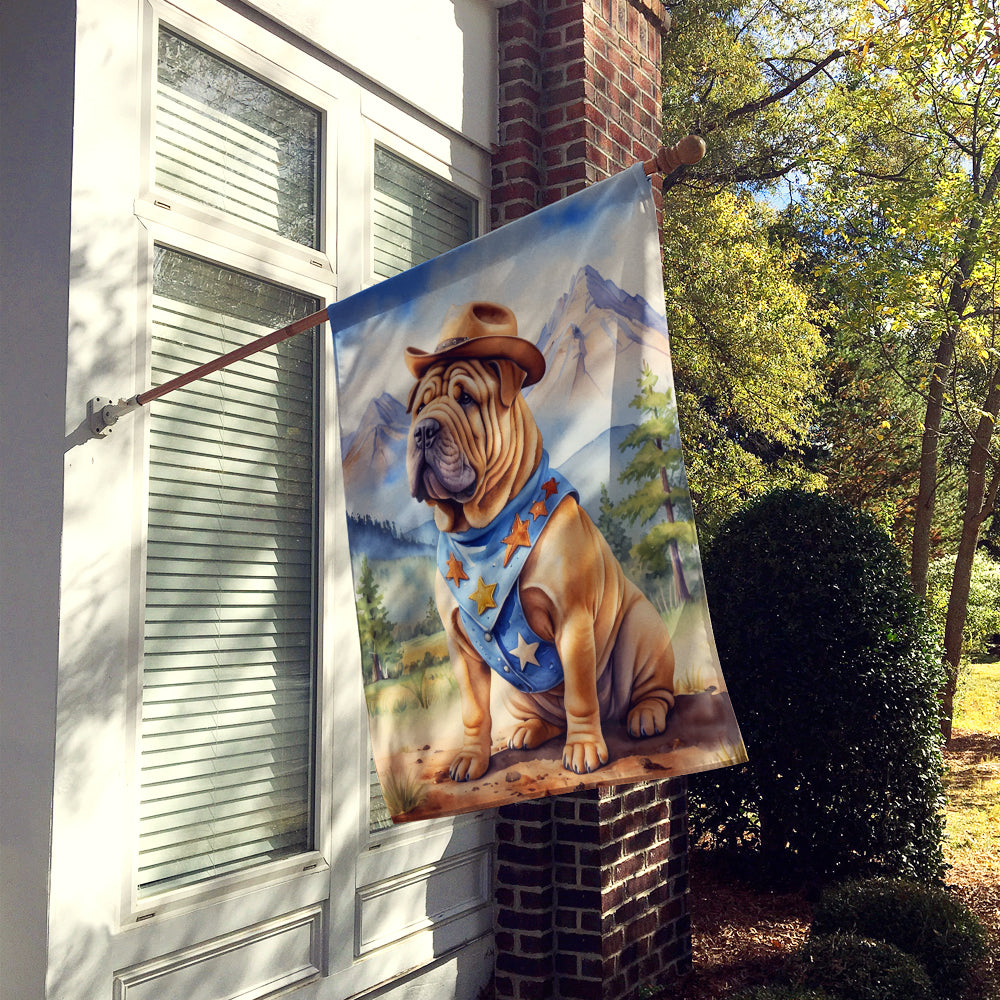 Shar Pei Cowboy Welcome House Flag