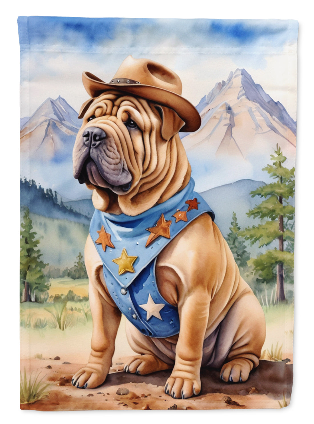 Buy this Shar Pei Cowboy Welcome House Flag