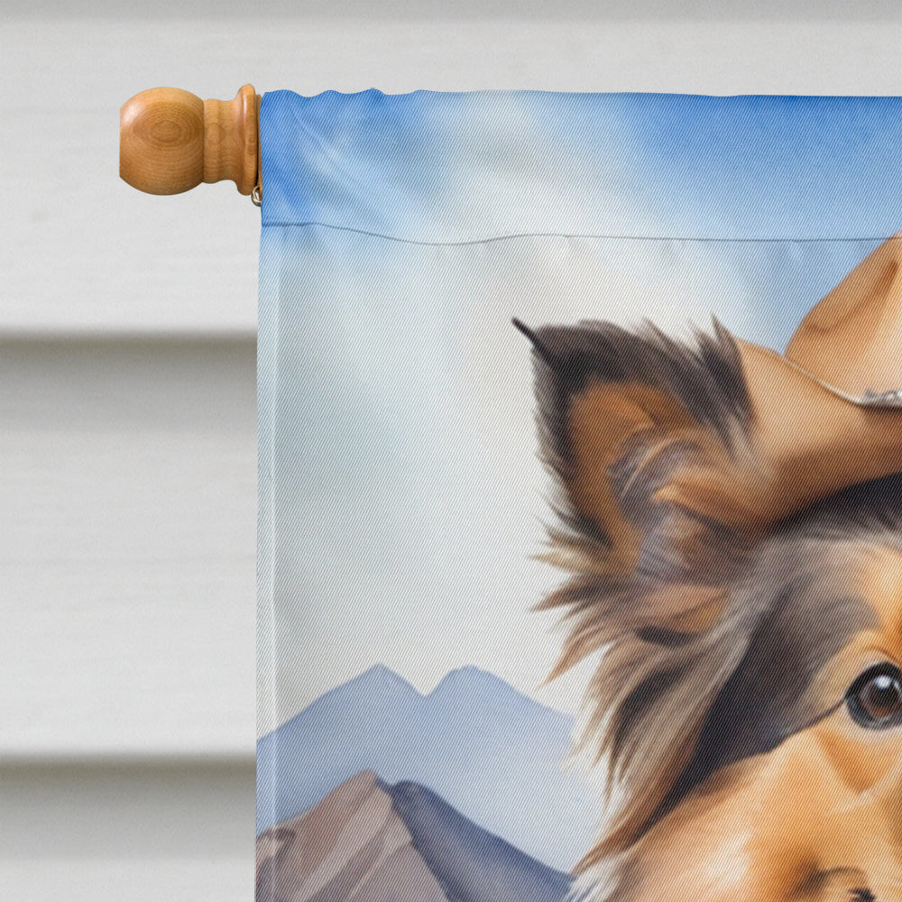 Sheltie Cowboy Welcome House Flag