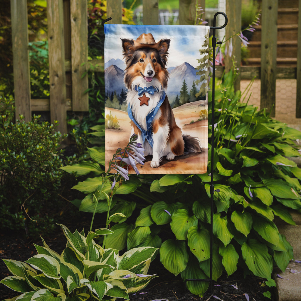 Sheltie Cowboy Welcome Garden Flag