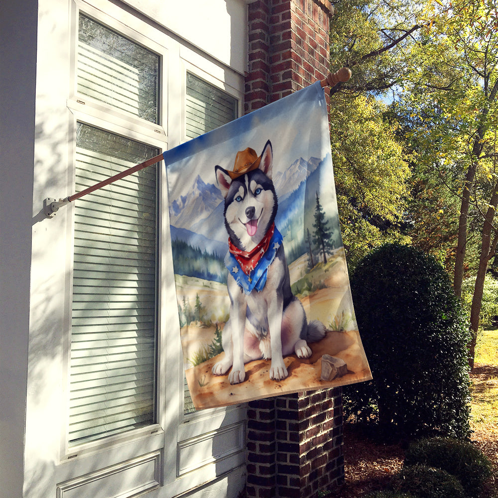 Buy this Siberian Husky Cowboy Welcome House Flag