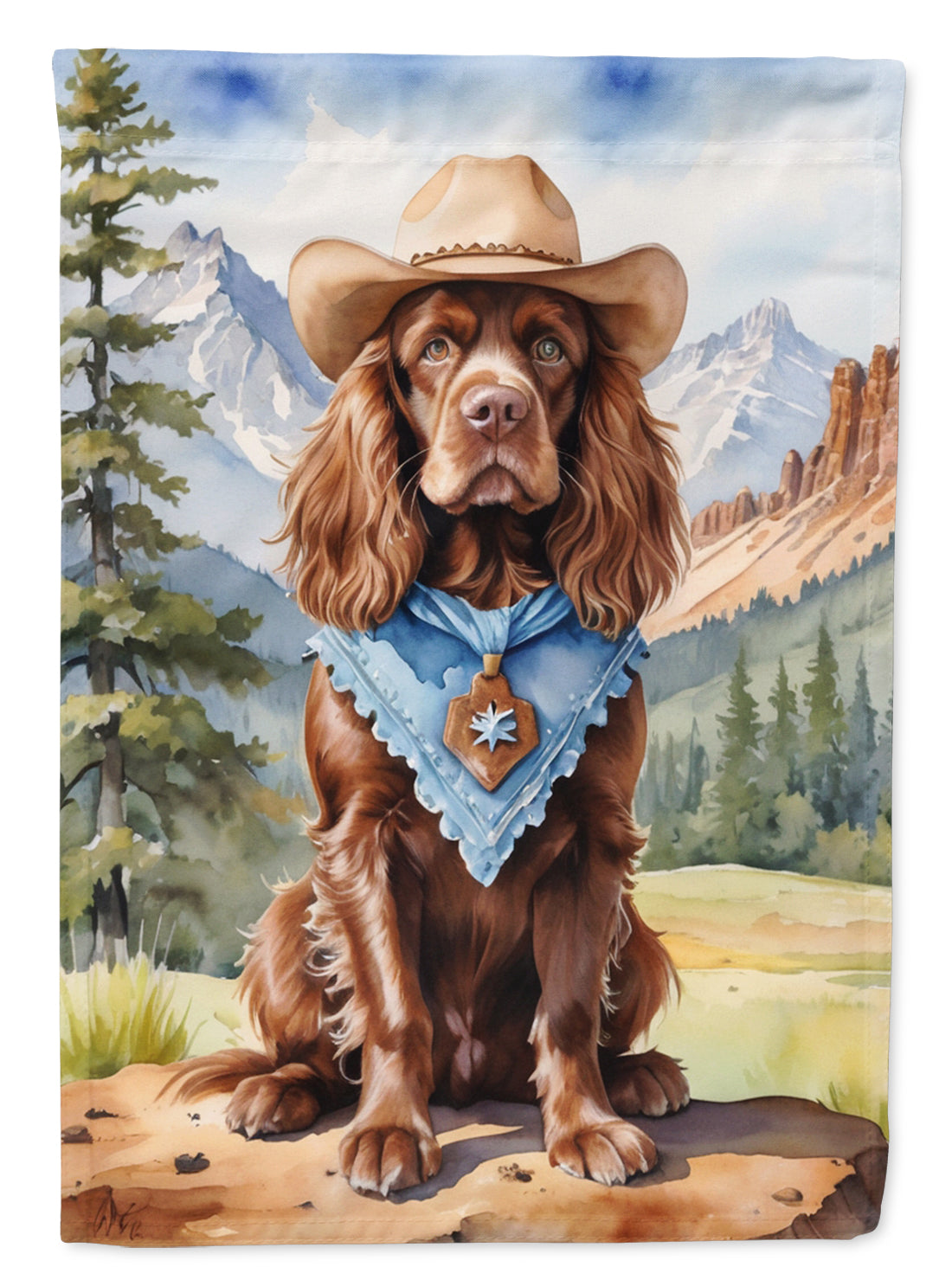 Buy this Sussex Spaniel Cowboy Welcome House Flag