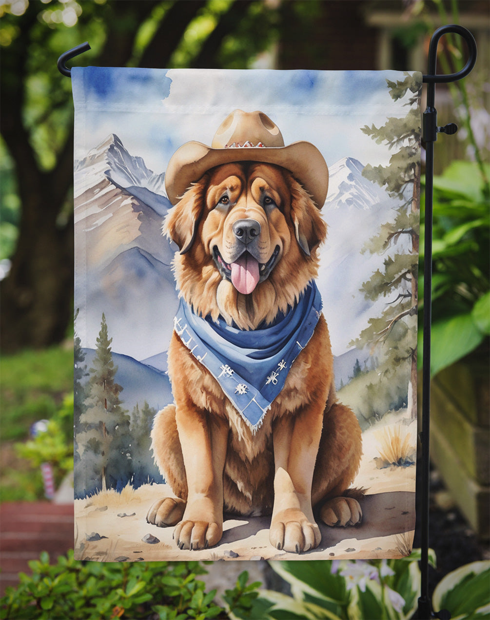 Tibetan Mastiff Cowboy Welcome Garden Flag