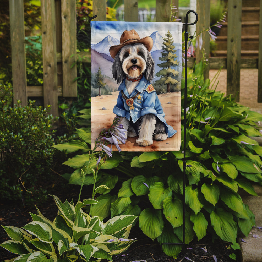 Tibetan Terrier Cowboy Welcome Garden Flag