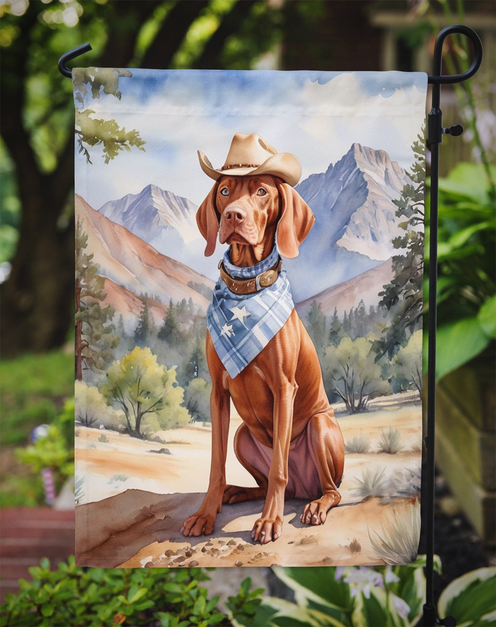 Vizsla Cowboy Welcome Garden Flag