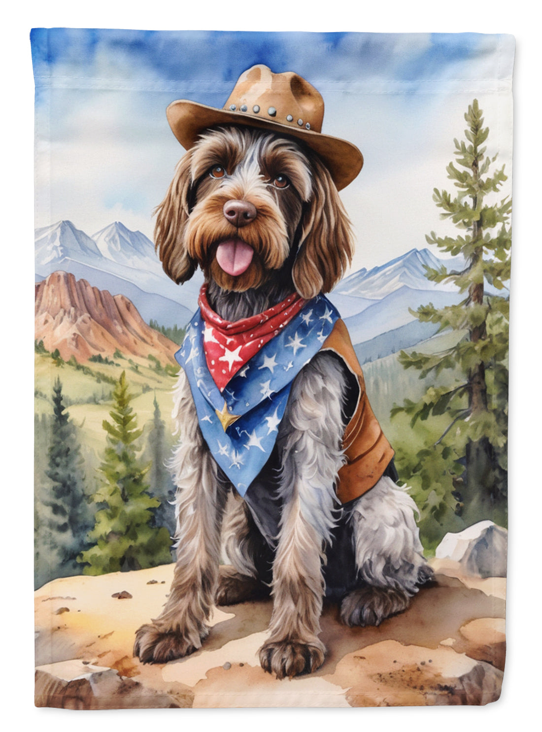 Buy this Wirehaired Pointing Griffon Cowboy Welcome House Flag