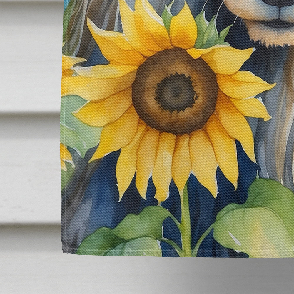 Afghan Hound in Sunflowers House Flag