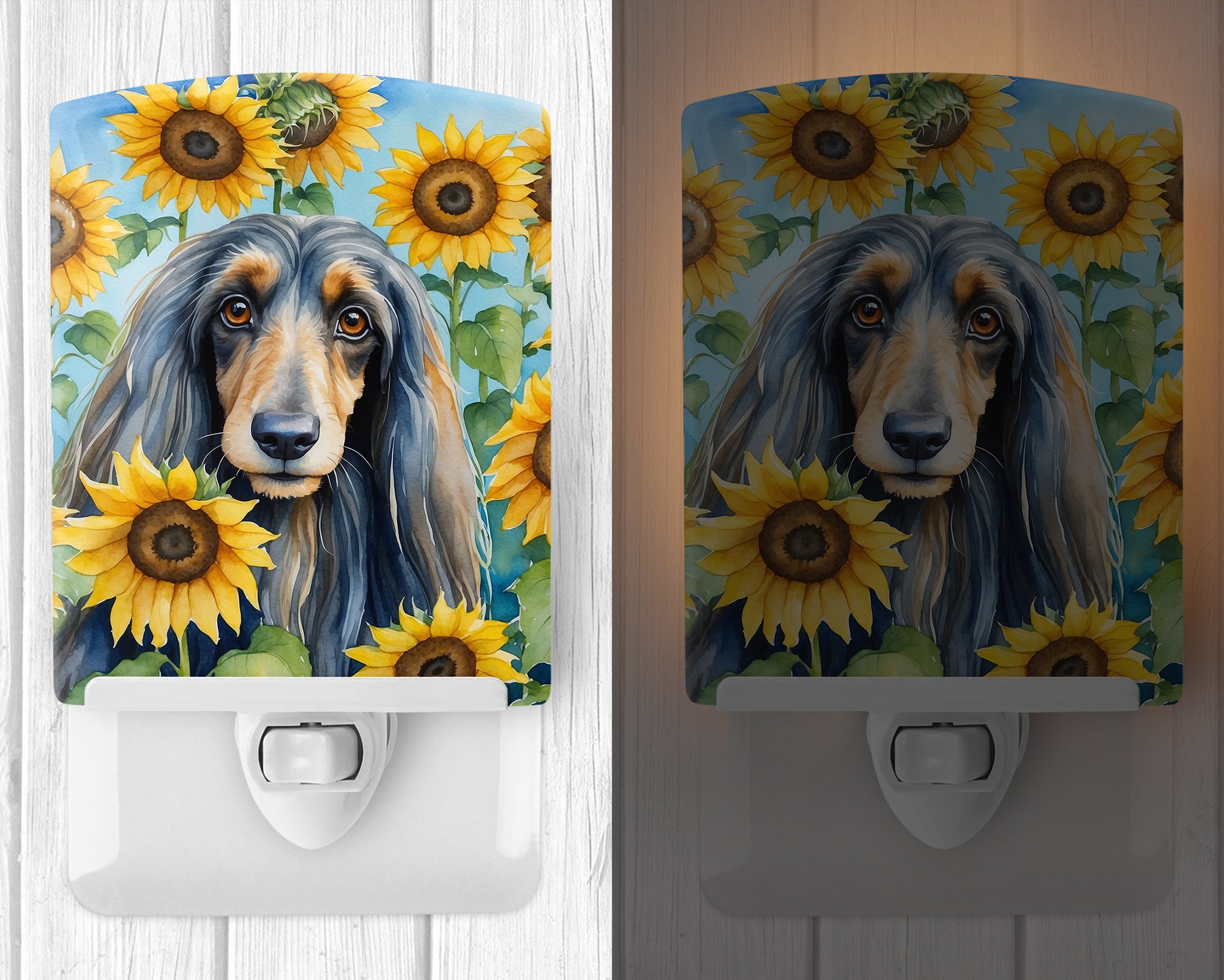 Buy this Afghan Hound in Sunflowers Ceramic Night Light