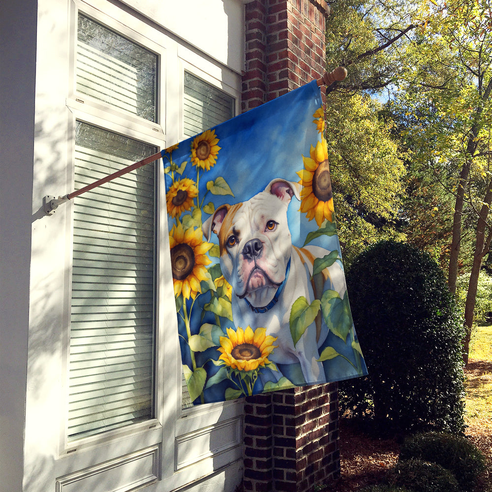 American Bulldog in Sunflowers House Flag