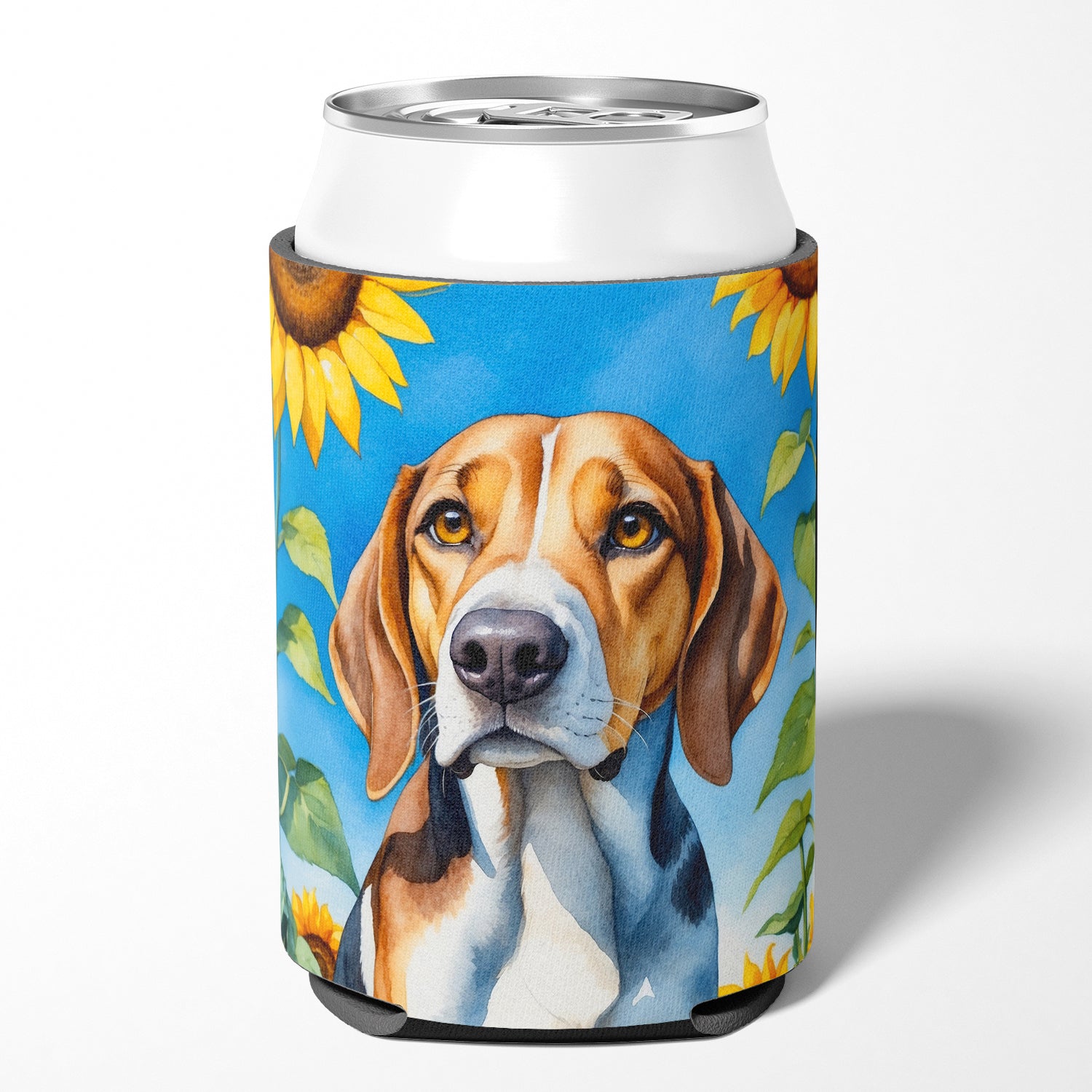 Buy this American Foxhound in Sunflowers Can or Bottle Hugger