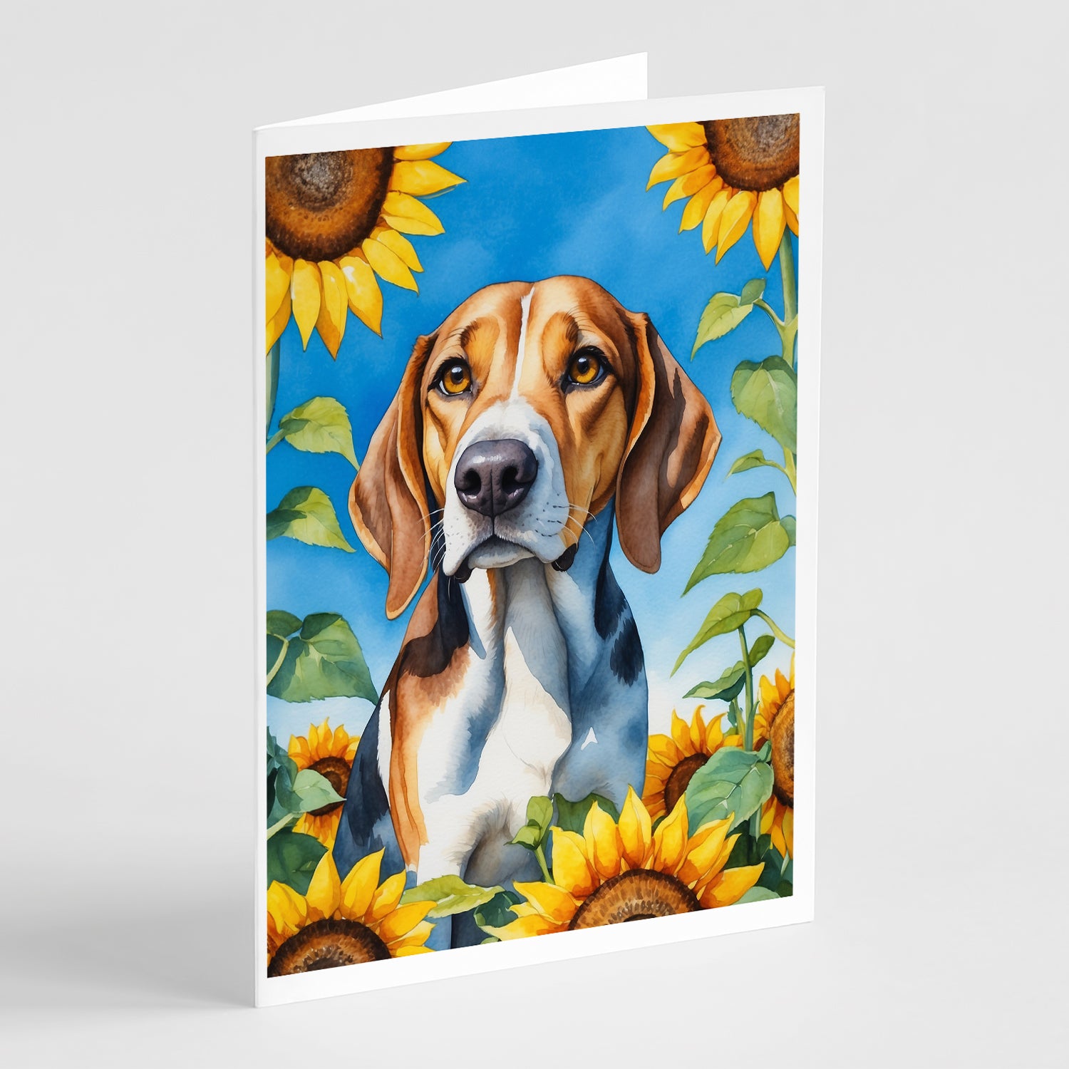 Buy this American Foxhound in Sunflowers Greeting Cards Pack of 8