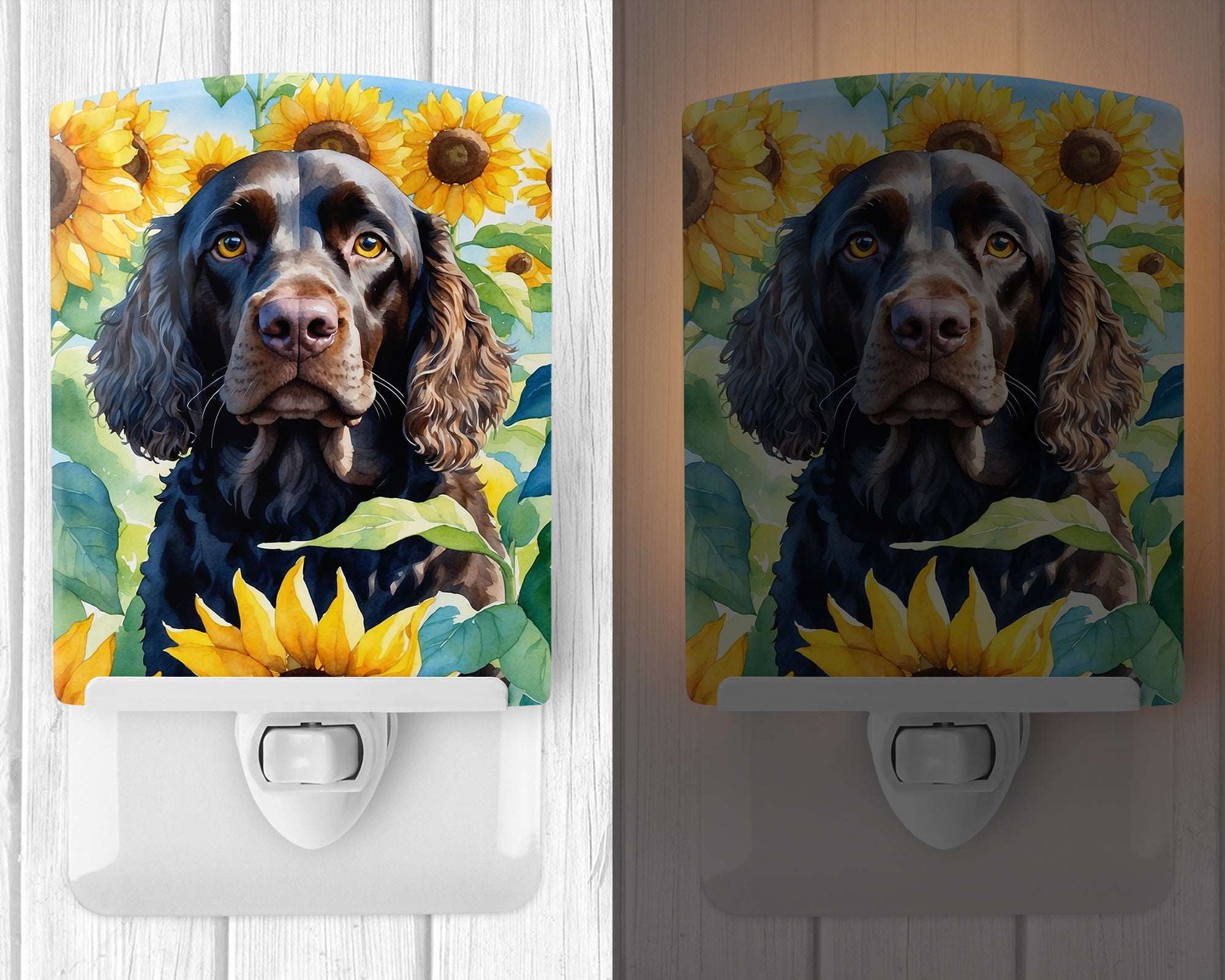 Buy this American Water Spaniel in Sunflowers Ceramic Night Light