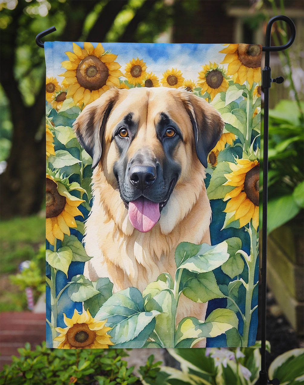 Anatolian Shepherd in Sunflowers Garden Flag