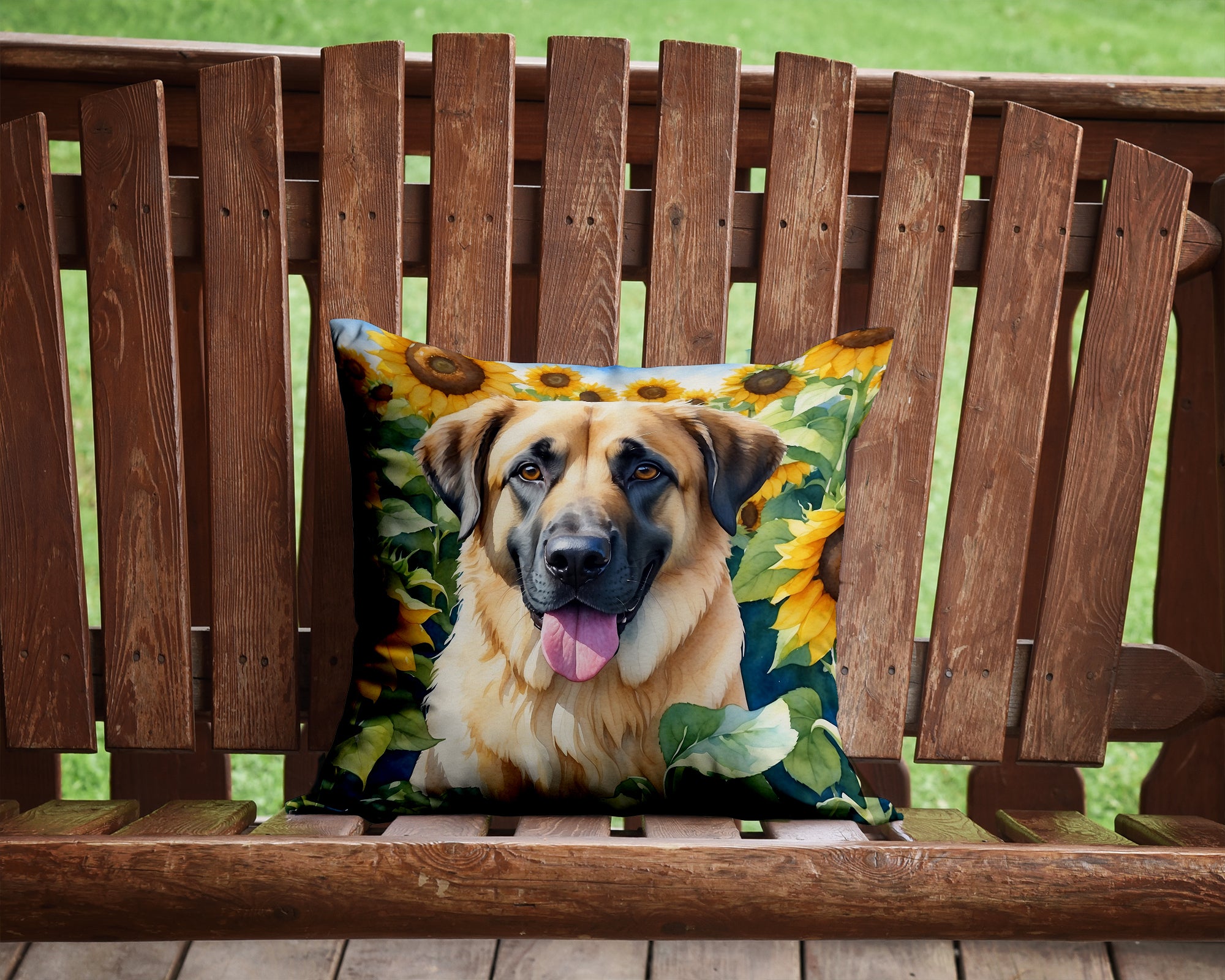 Anatolian Shepherd in Sunflowers Throw Pillow