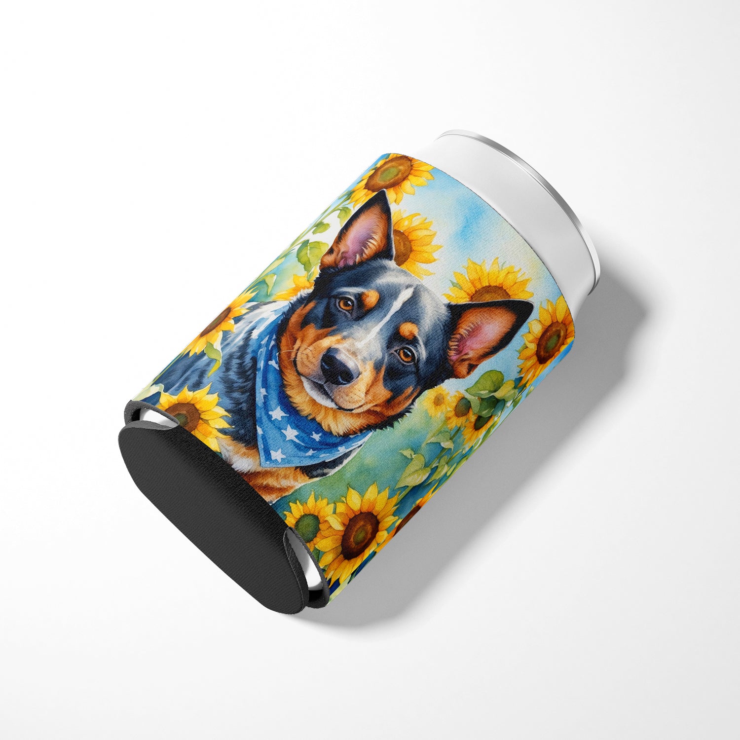 Australian Cattle Dog in Sunflowers Can or Bottle Hugger