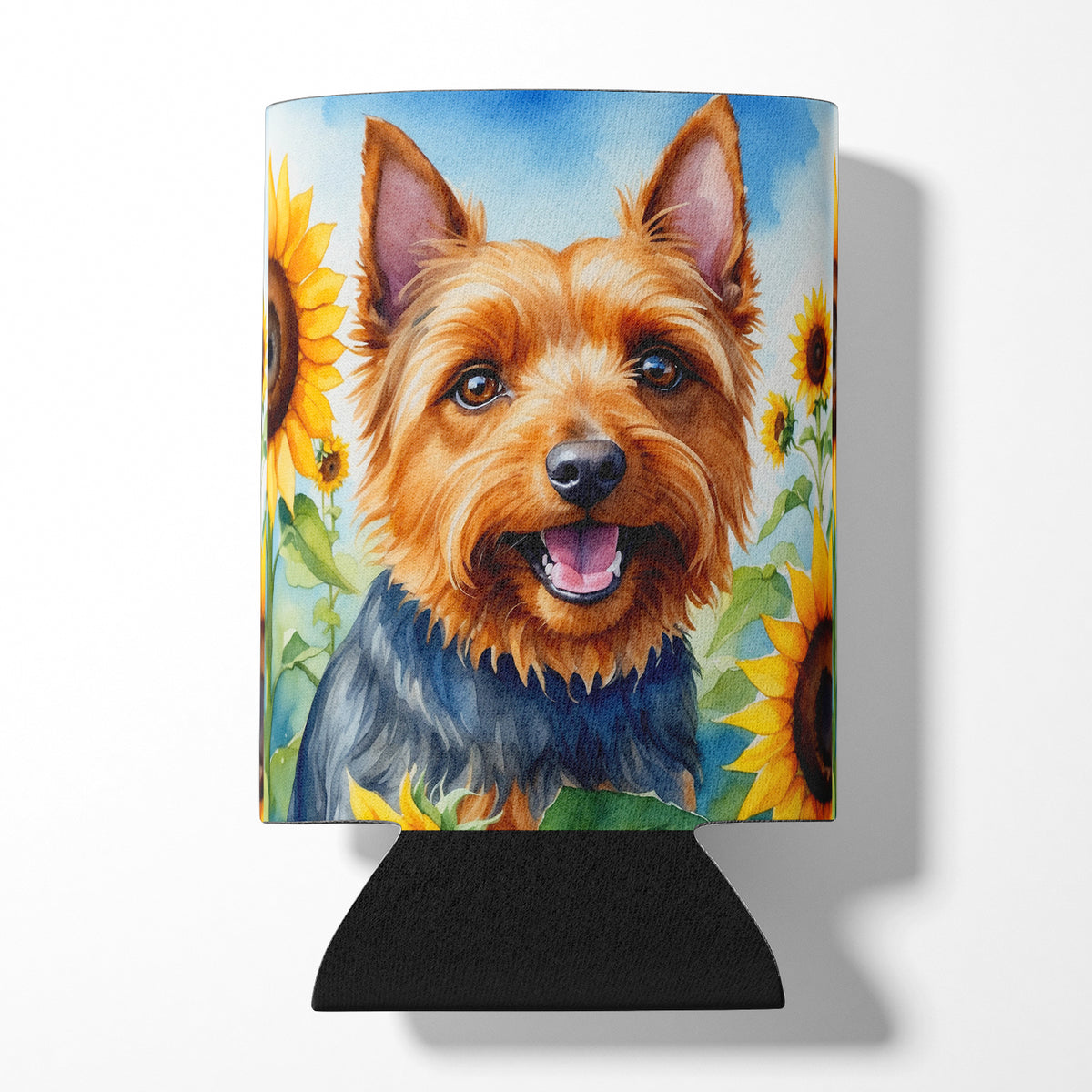 Buy this Australian Terrier in Sunflowers Can or Bottle Hugger