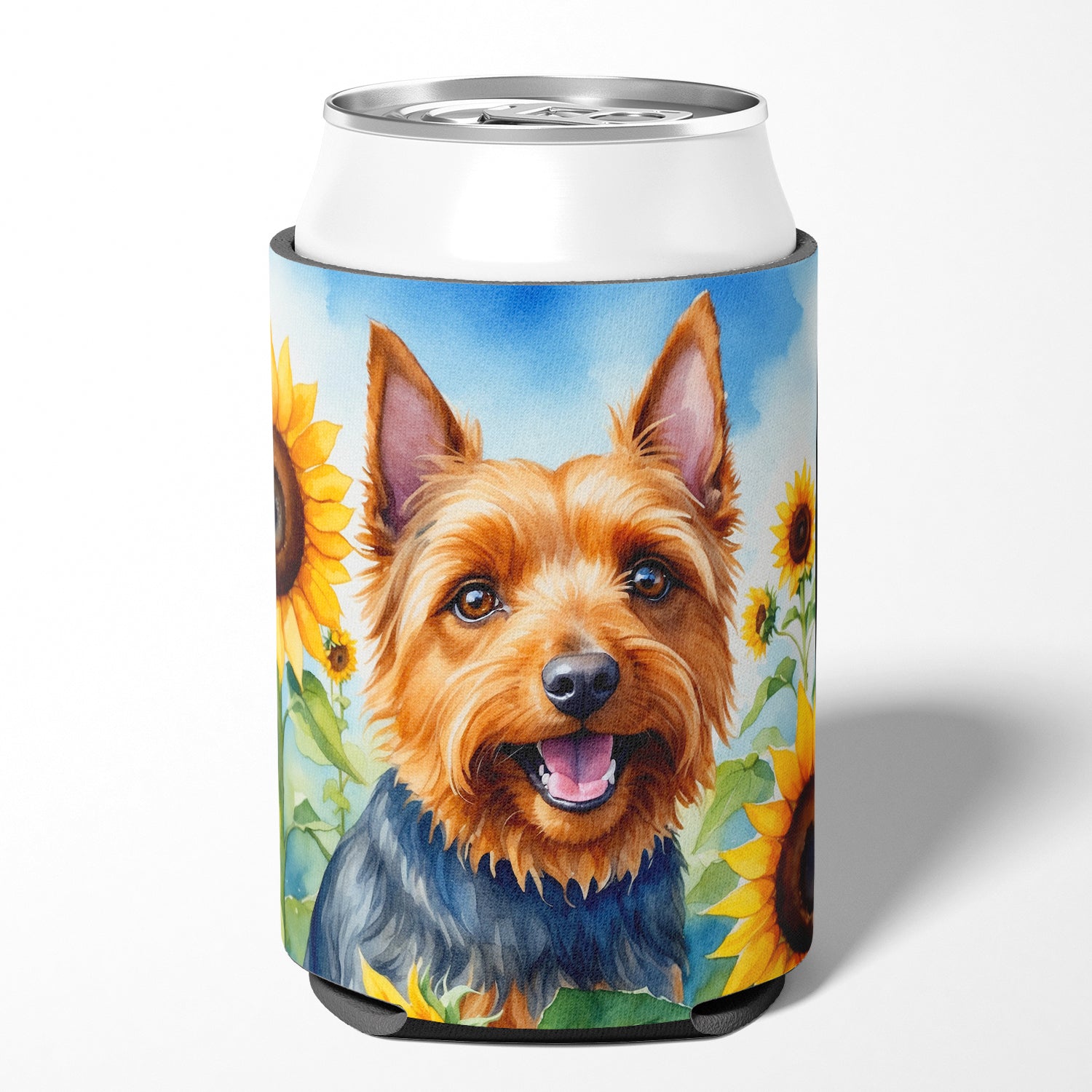 Australian Terrier in Sunflowers Can or Bottle Hugger