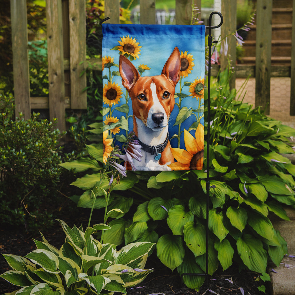 Buy this Basenji in Sunflowers Garden Flag