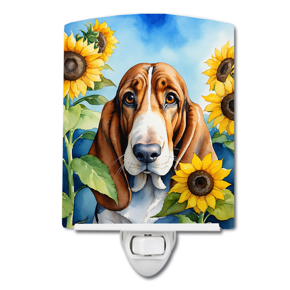 Buy this Basset Hound in Sunflowers Ceramic Night Light